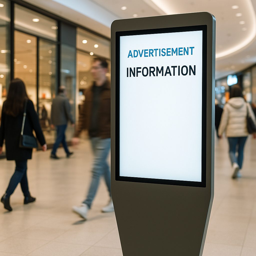 Elpix advertising information stand in a shopping mall