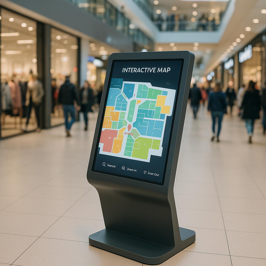 Interactive information kiosk for mall navigation