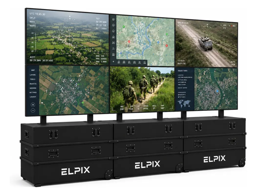 Мобільна відеостіна Elpix 3×2 з шести панелей 55 дюймів